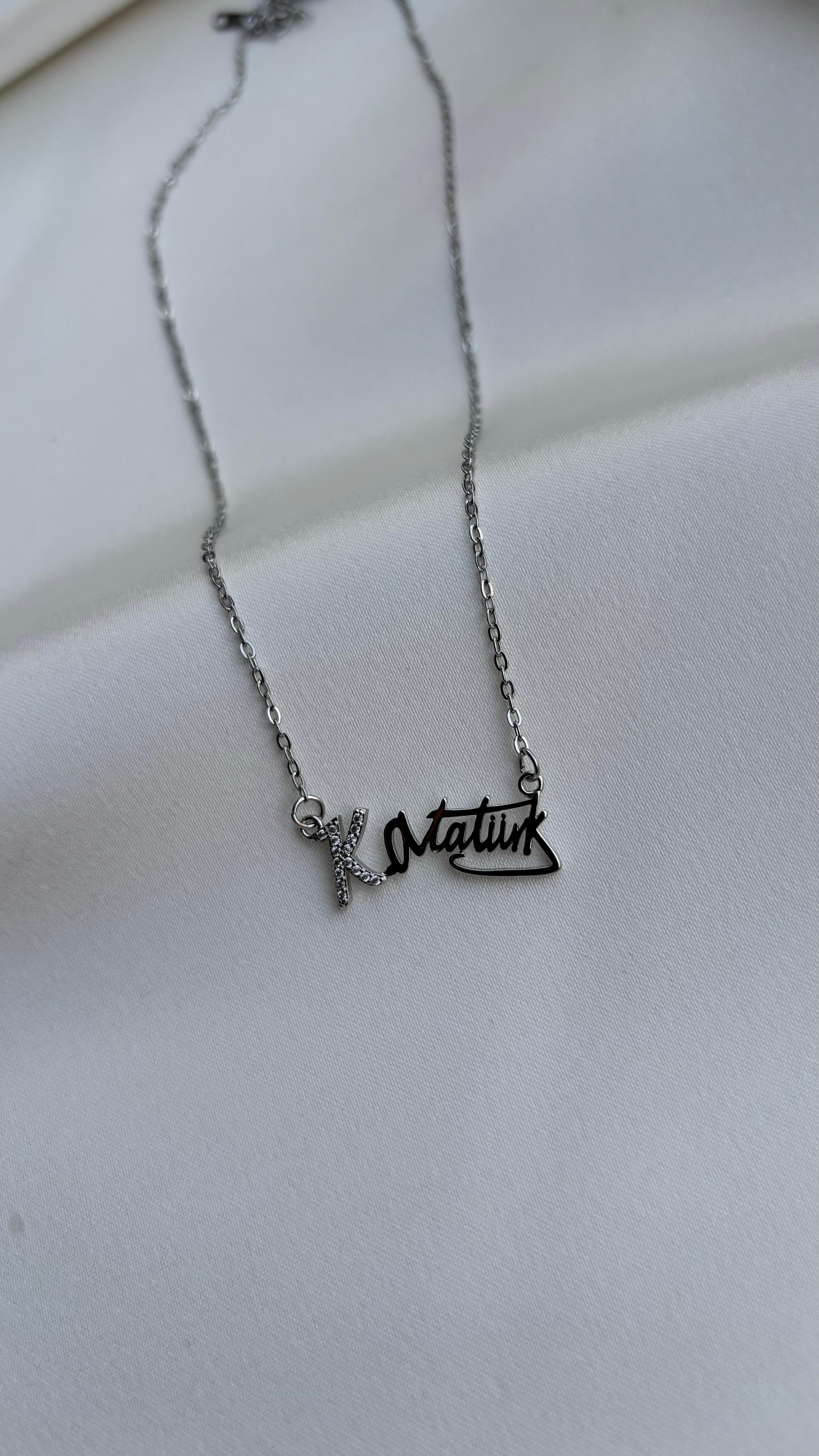 Atatürk İmzası Çelik Kolye Silver