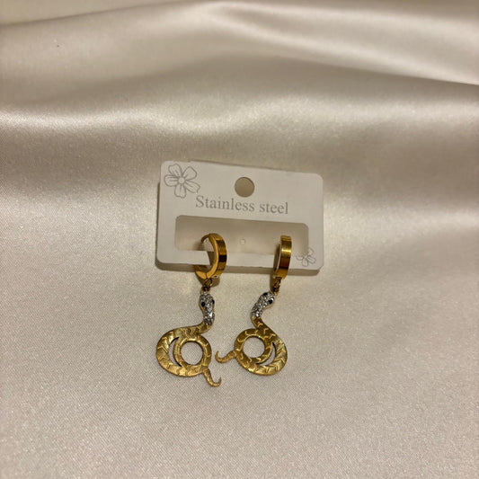 Lune Çelik Yılan Silver/Gold Küpe