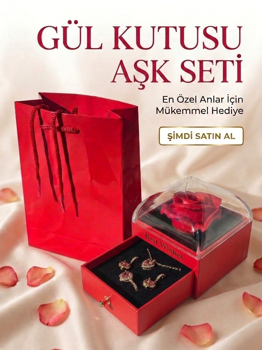 GÜL KUTULU AŞK SETİ KIRMIZI (GÜL KOKULU)