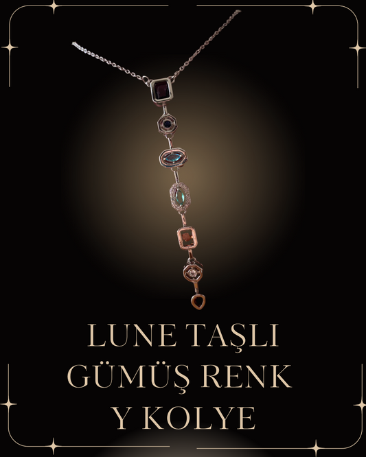 Lune Y Taşlı 7 Element Çelik Silver Kolye
