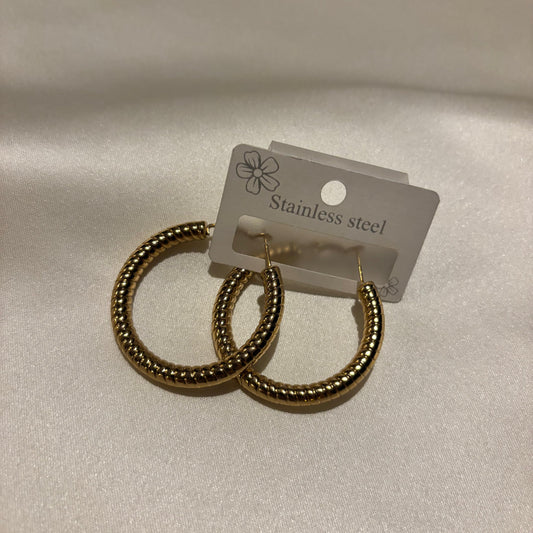 Lune Çelik Halka Gold Küpe