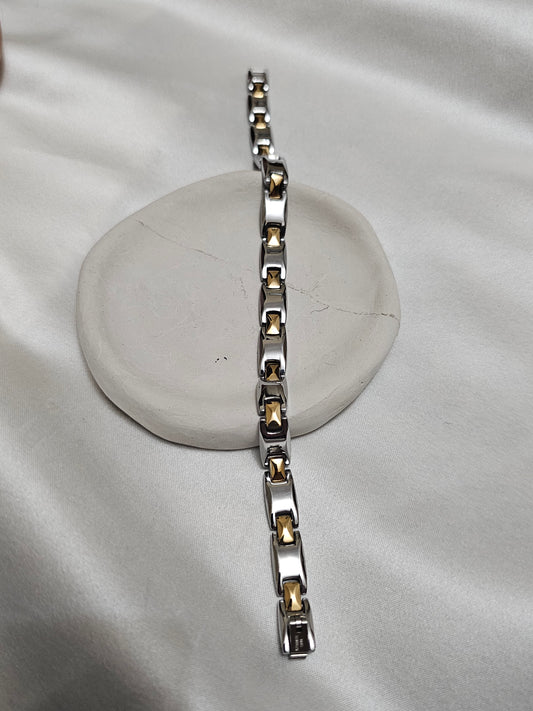 Gold & Silver Karışık Çelik Bileklik(VIP)