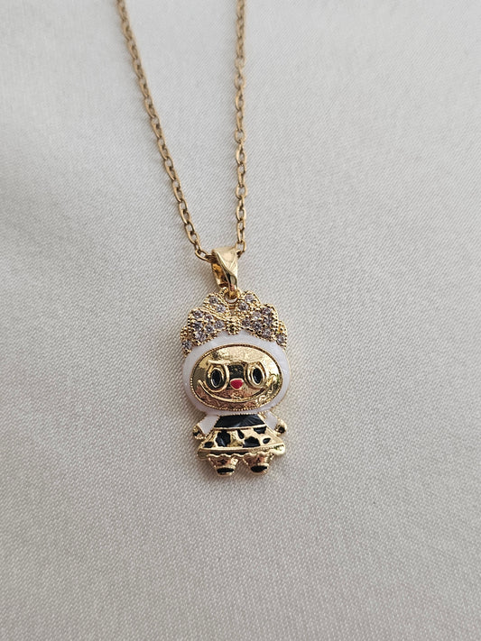 Labubu Beyaz Gold Çelik Kolye