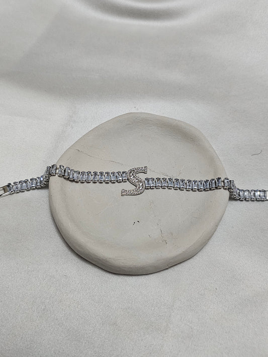 Letter S Waterway Steel Bracelet Silver