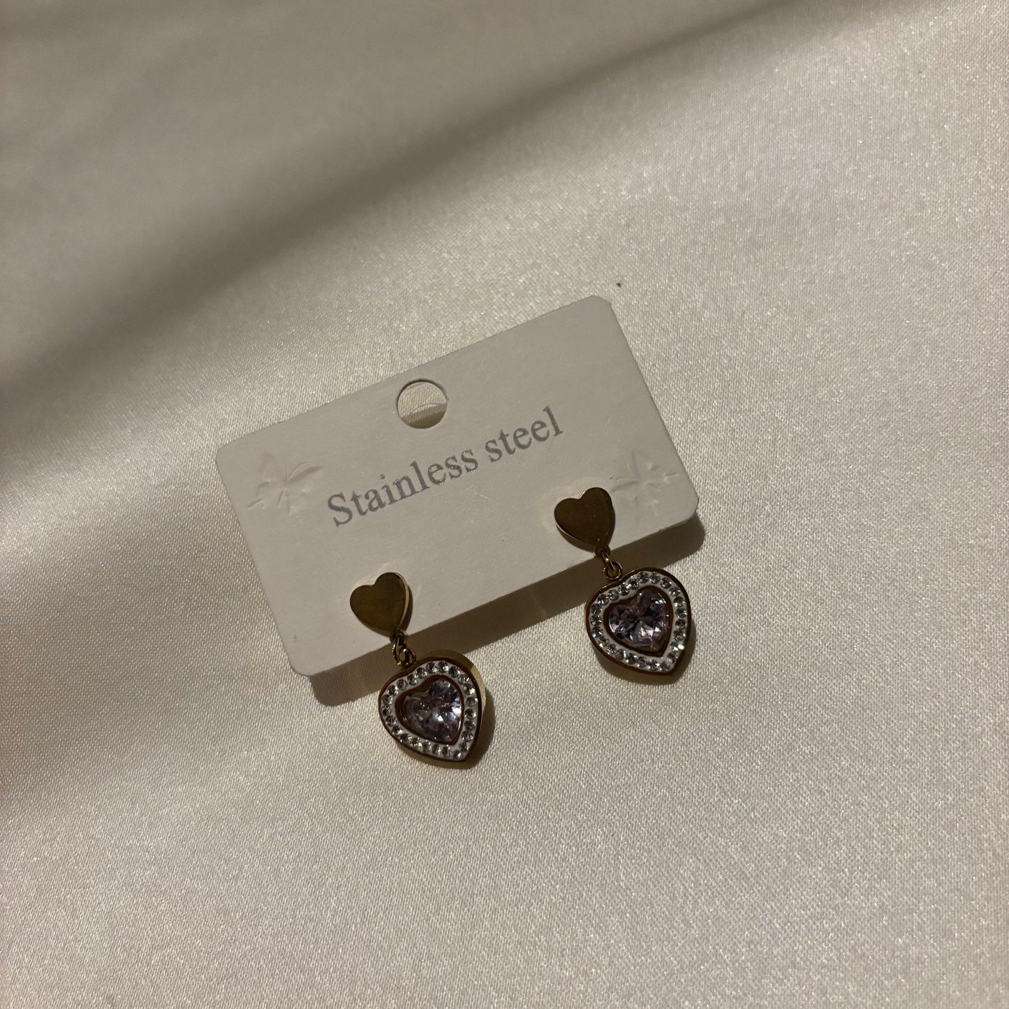 Lune Steel Double Heart Stone