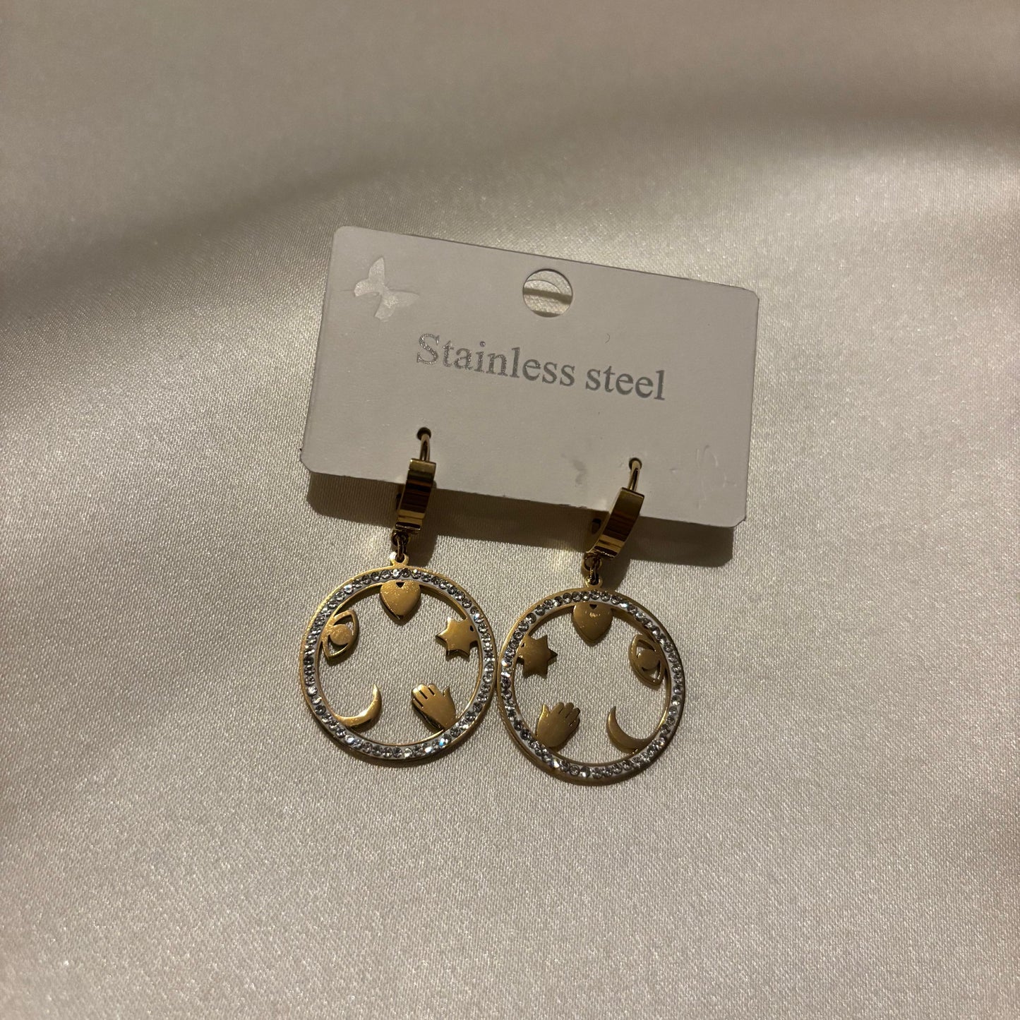 Lune Steel Zodiac Sign Images Gold Earrings