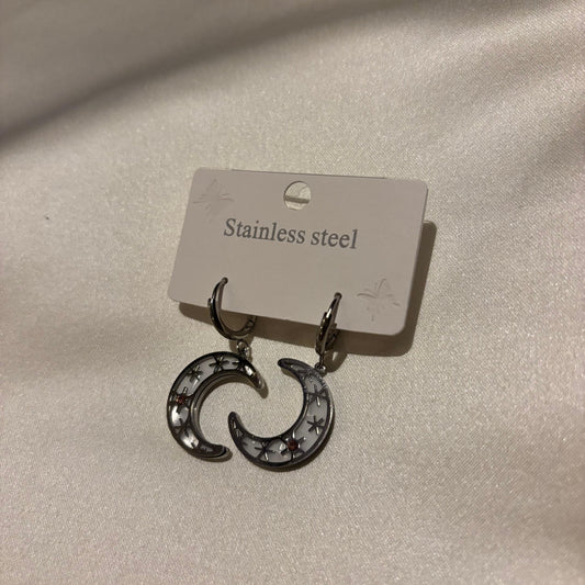 Lune Çelik Hilal Silver Küpe