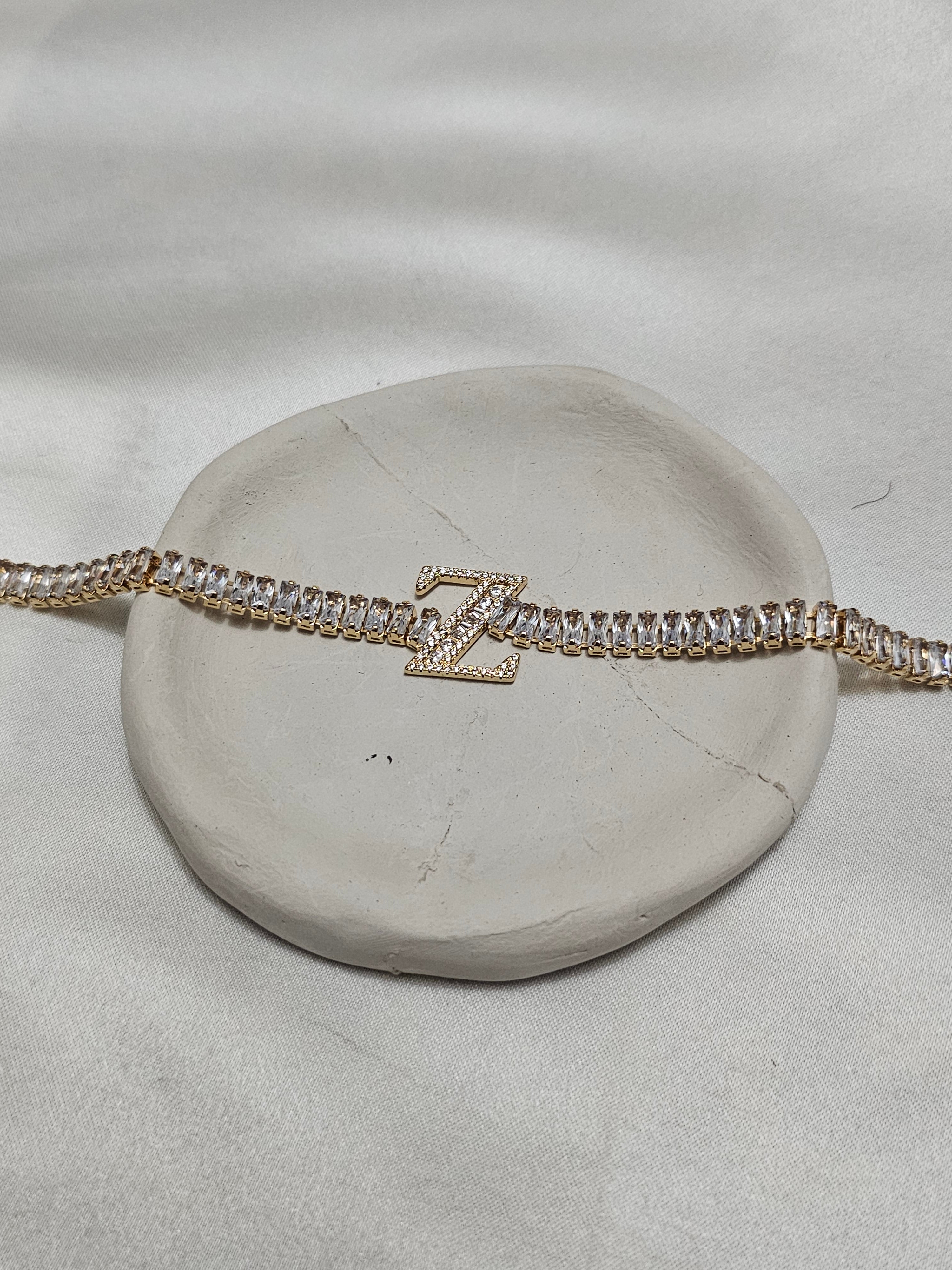 Z Harfi Su Yolu Çelik Gold Bileklik