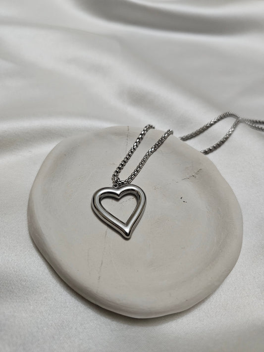 Steel Heart Silver Necklace