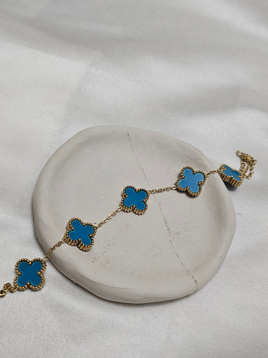 Clover Light Blue Gold Bracelet