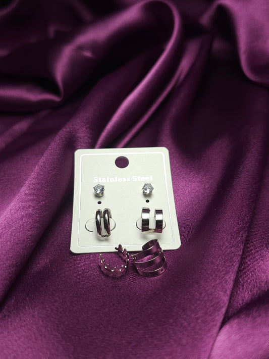 Lune Çelik – Modern Allure Silver Küpe Seti