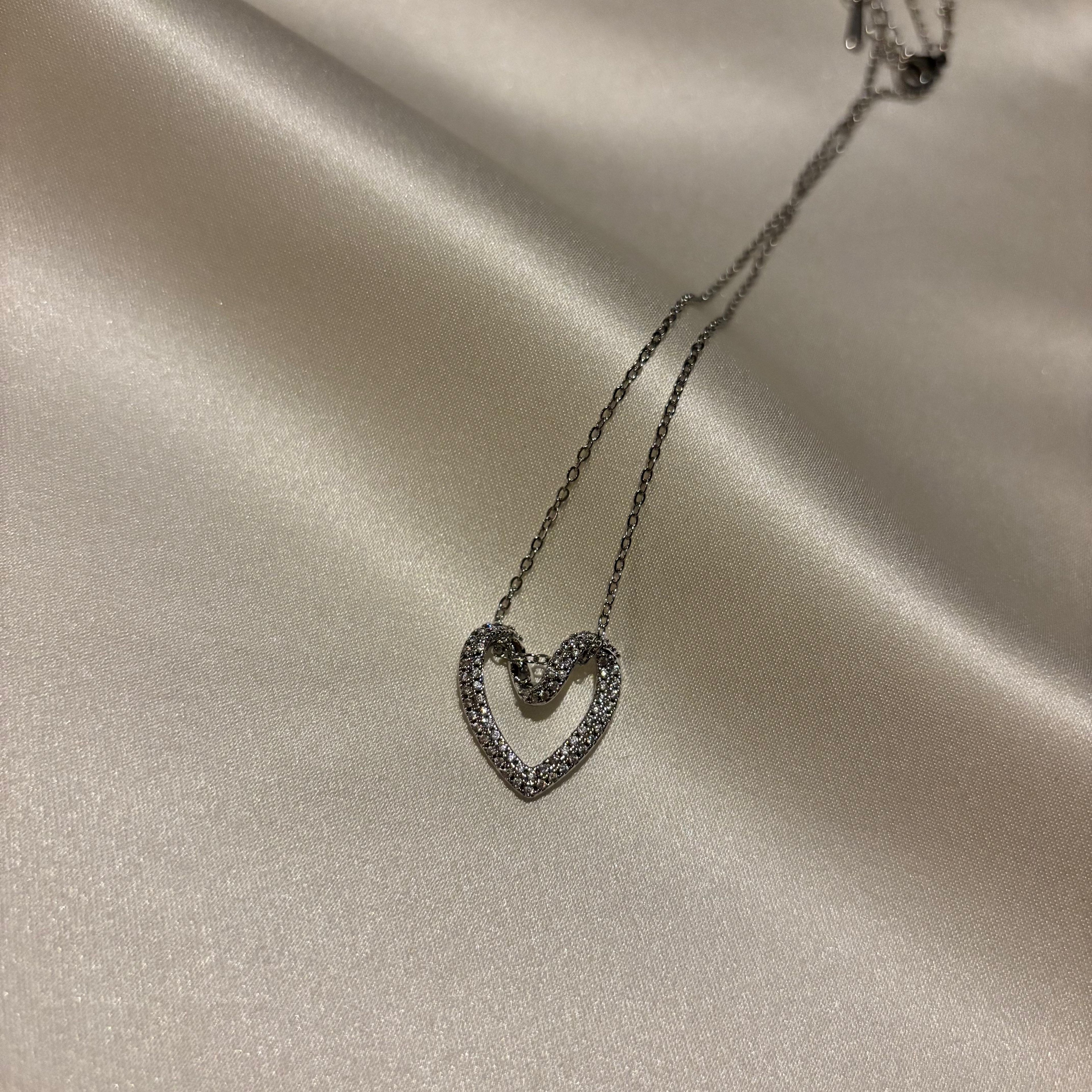 Lune Çelik Silver Taşlı Kolye