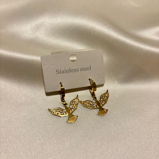 Lune Çelik Albatros Gold Küpe