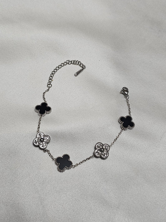 Clover Black &amp; White Bracelet Steel