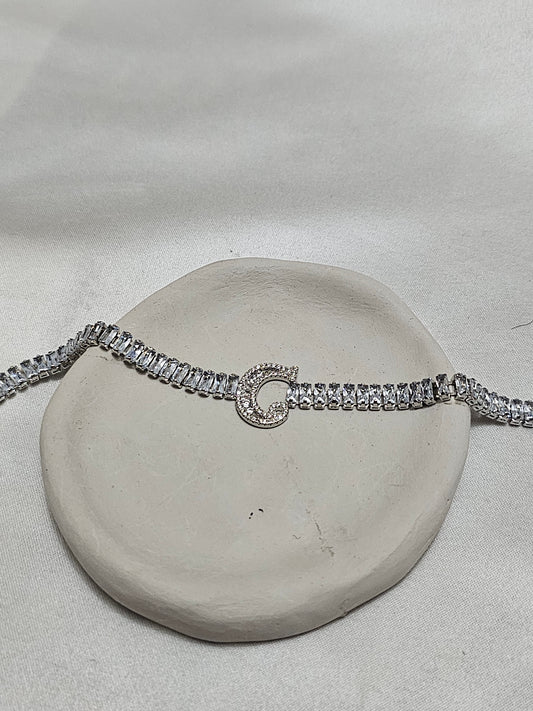 C Harfi Çelik Bileklik Su Yolu Silver