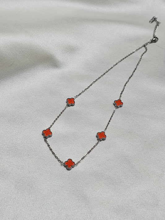 Clover Orange Steel Necklace