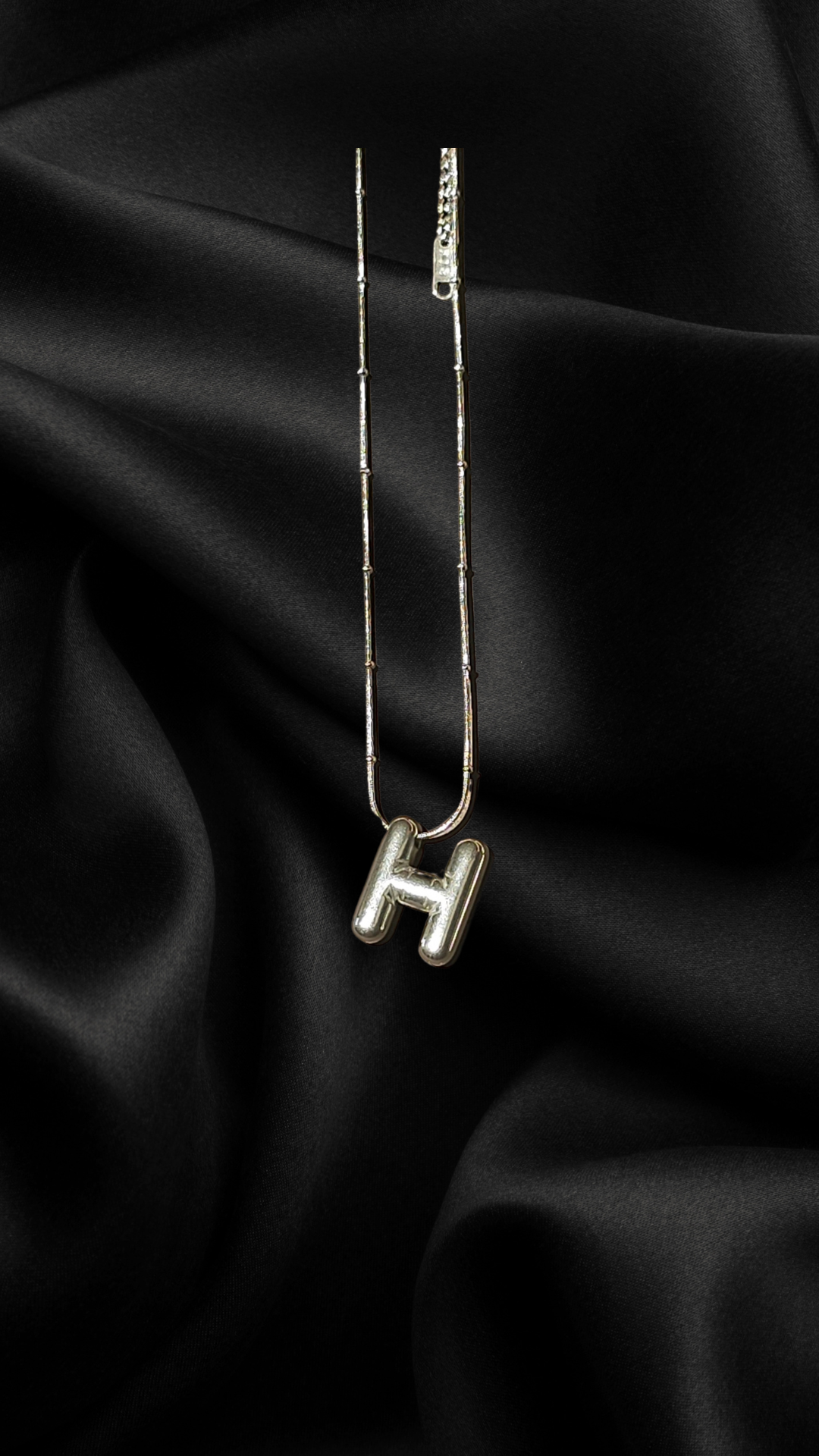 Lune Letter H Steel Necklace