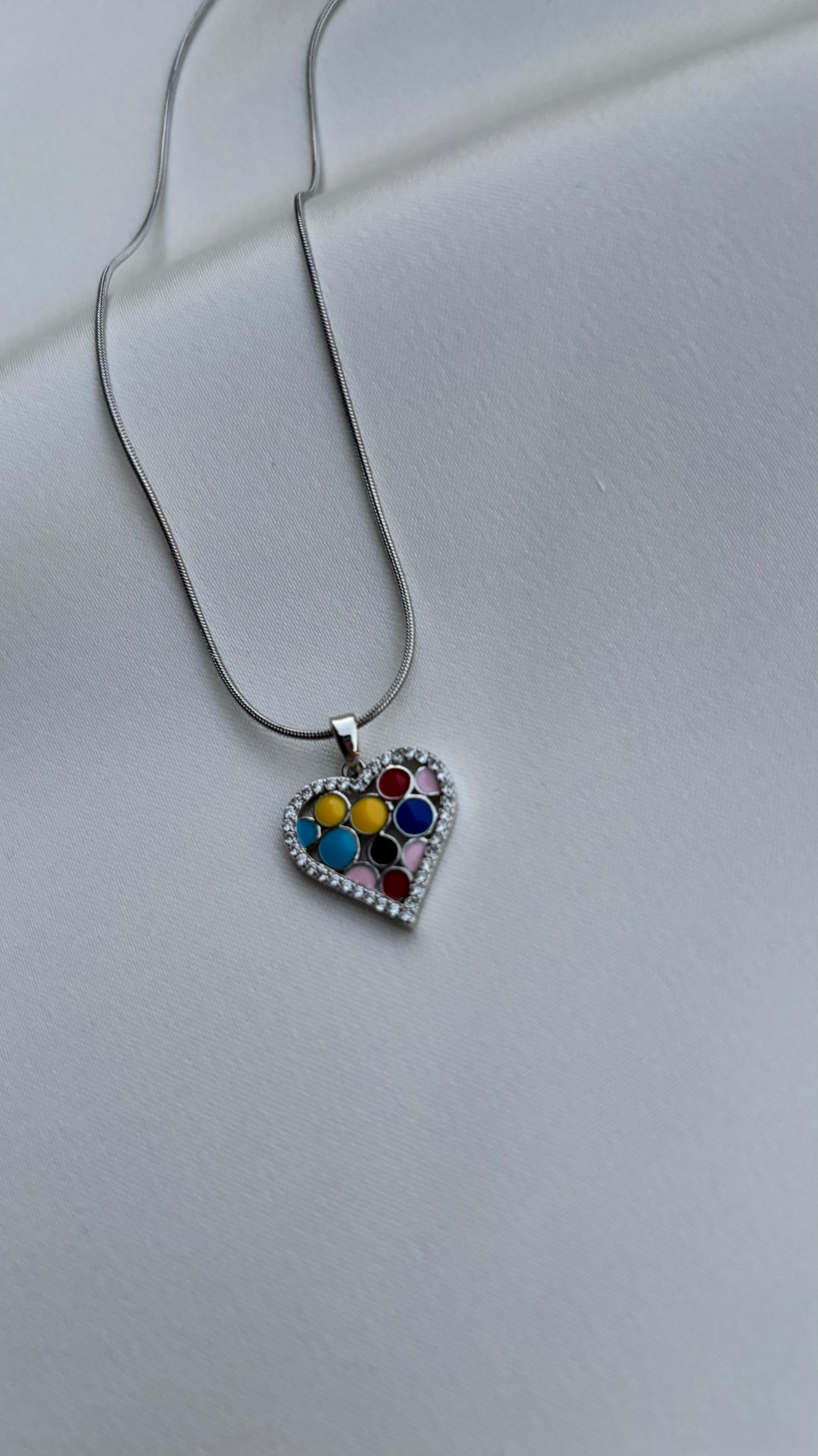 Lune Çelik Renkli Kalp Kolye