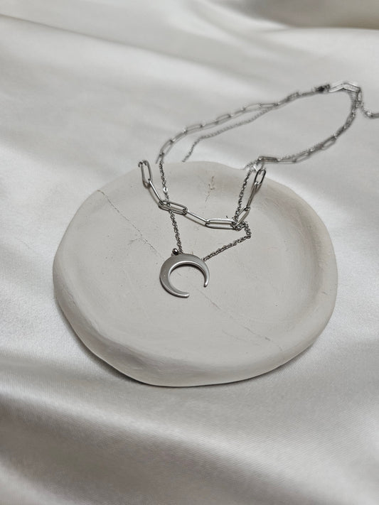 Çelik Hilal Silver Kolye